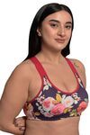 Inner Sense Organic Cotton Bamboo Plus Size Sports Bra - Purple Floral Print — thumbnail 3